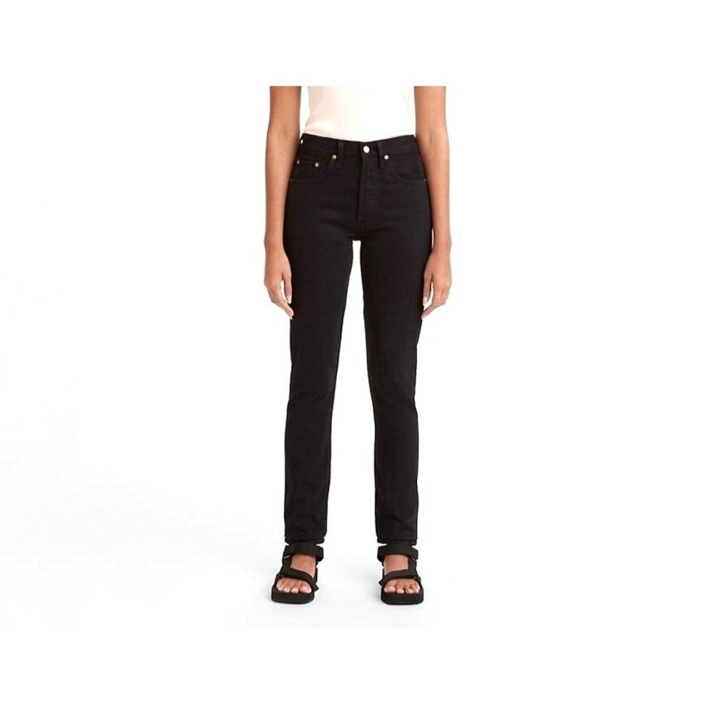 Levis Premium Womens 501 Skinny Jeans 28X32 Black Button Fly High Waisted Denim